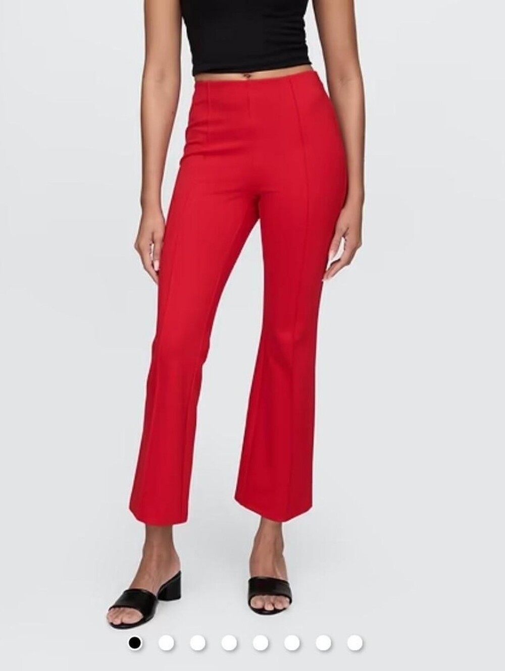 Red cropped kick flare pants